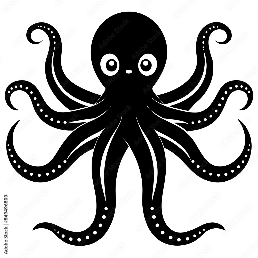 Cute octopus vector silhouette Cute octopus vector silhouette