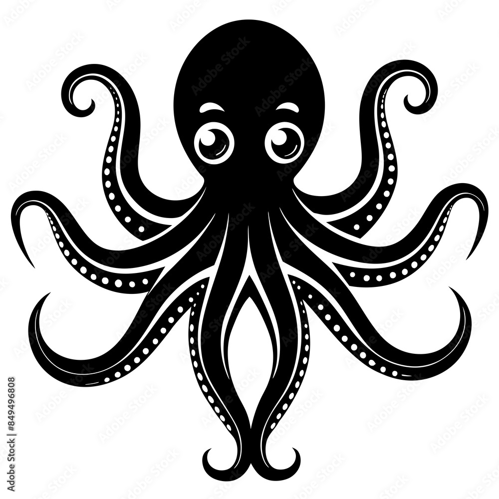 Cute octopus vector silhouette Cute octopus vector silhouette