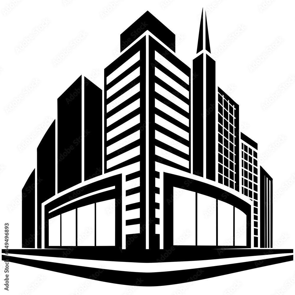 Business vector office glass facade vector silhouette Business vector office glass facade vector silhouette