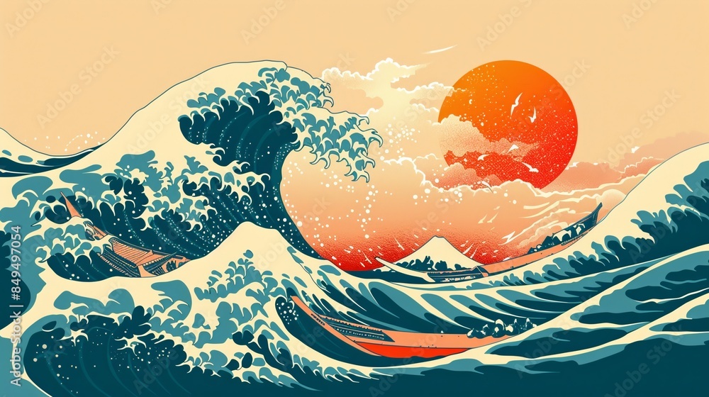 Vector illustration of tide of sea water
