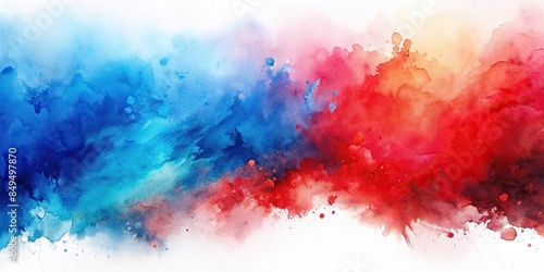 Vibrant abstract watercolor background in red and blue hues with sweeping strokes, abstract, background, watercolor, blend, red