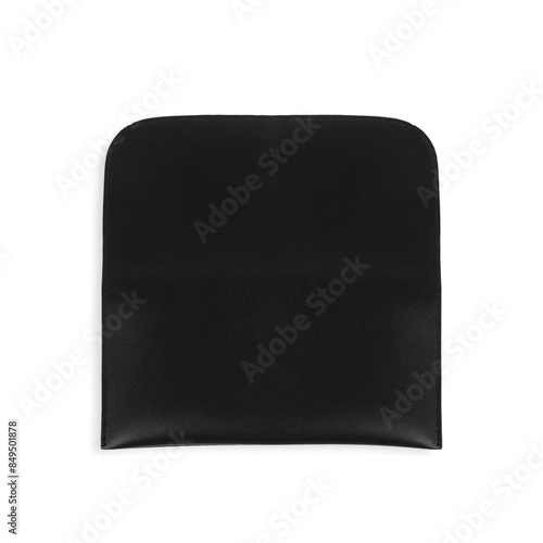 A ladies' black wallet or a clutch, made with leather.