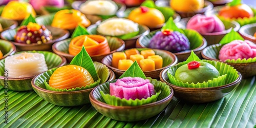 Delicious and colorful traditional Thai dessert known as thai dessert, thai, dessert, Thai cuisine, sweet, colorful