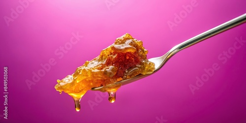Live resin sauce on a titanium dab tool against a pink background , cannabis, marijuana, concentrate, extract, terpenes photo