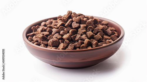 Dry dog food in a bowl on a white background Isolated