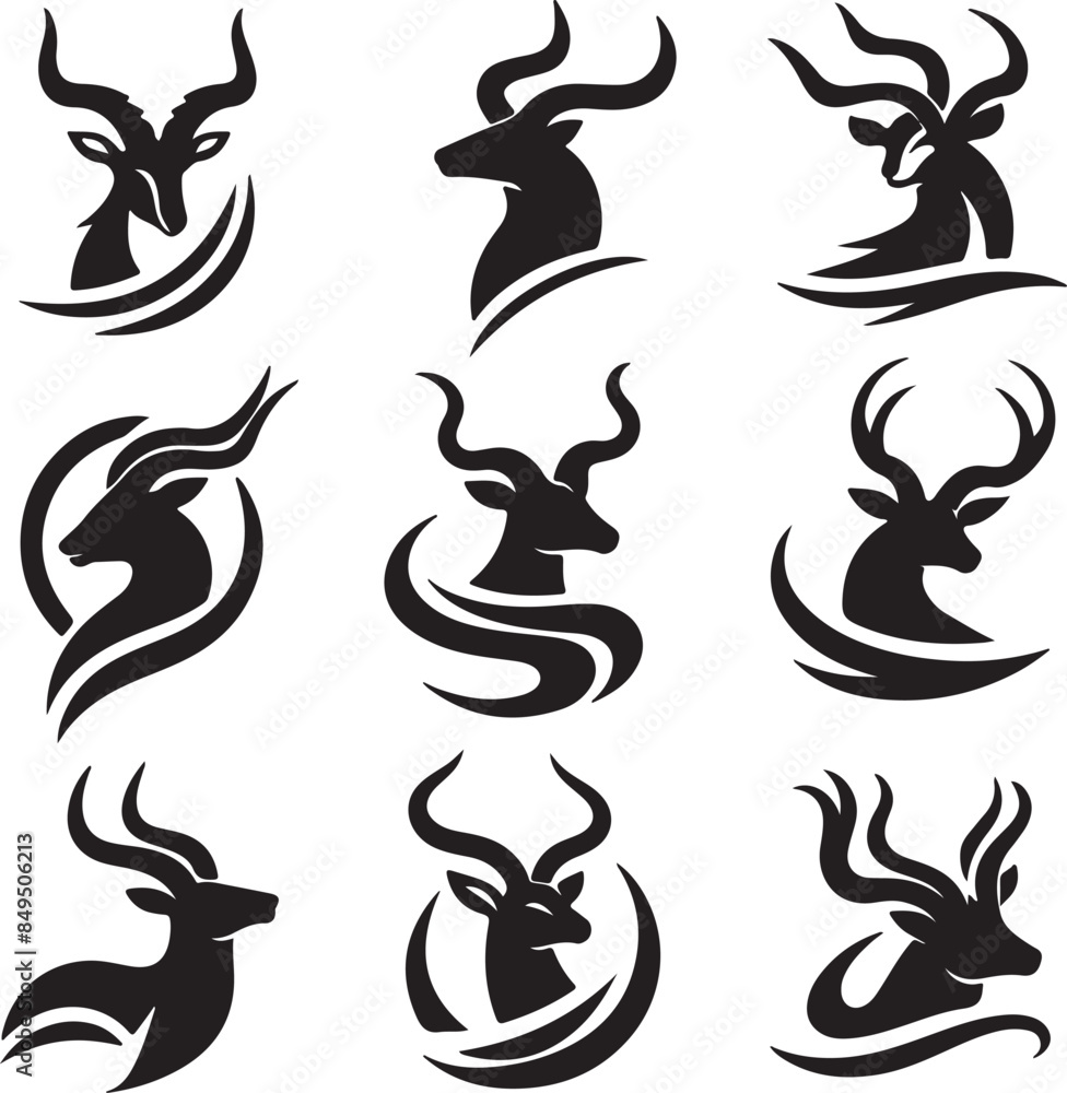 Fototapeta premium deer set vector silhouette illustration 