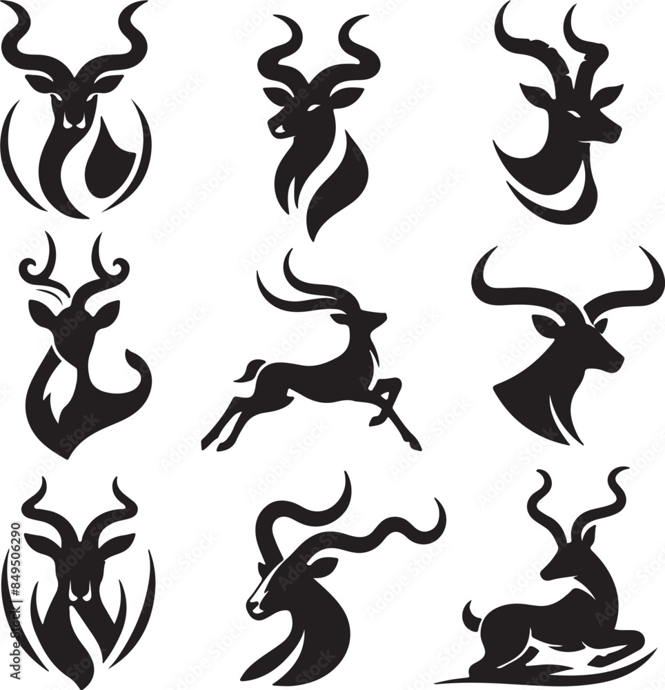 deer set vector silhouette illustration deer set vector silhouette illustration