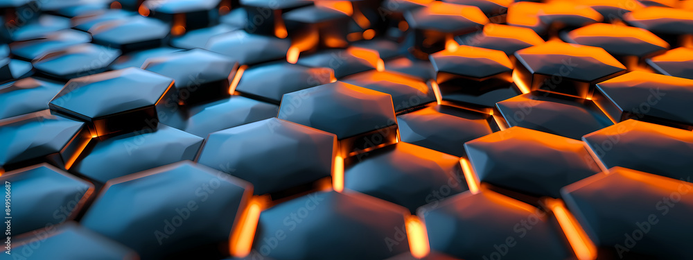 Obraz premium Advanced Hexagonal Pattern in Blue and Orange