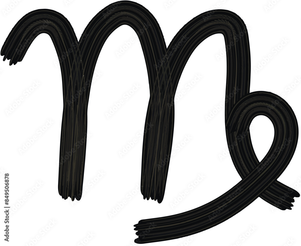 Zodiac sign Virgo icon. Simple vector illustration hand drawn horoscope symbol gouache brush stroke black color Zodiac sign Virgo icon. Simple vector illustration hand drawn horoscope symbol gouache brush stroke black color