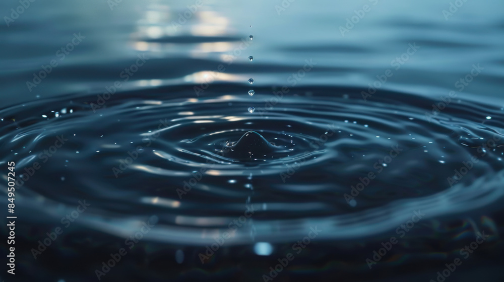 Water Droplet Causing Ripples. A serene and soothing 3D animation of a water droplet causing ripples on the water surface, set against a calm blue background. Water Droplet Causing Ripples. A serene and soothing 3D animation of a water droplet causing ripples on the water surface, set against a calm blue background.