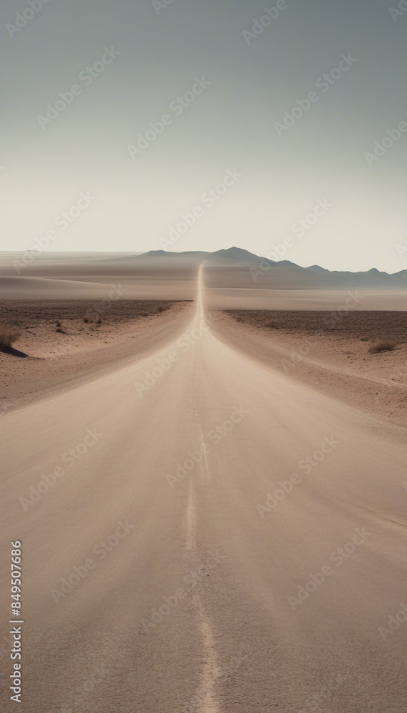 Empty Road to nowhere in the desert Empty Road to nowhere in the desert