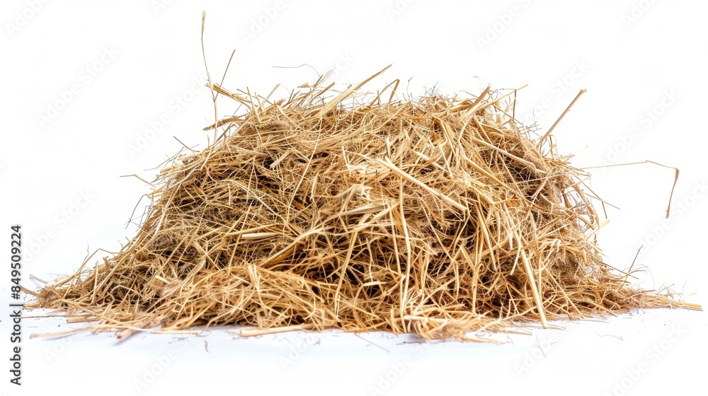 A pile of hay over white background isolated