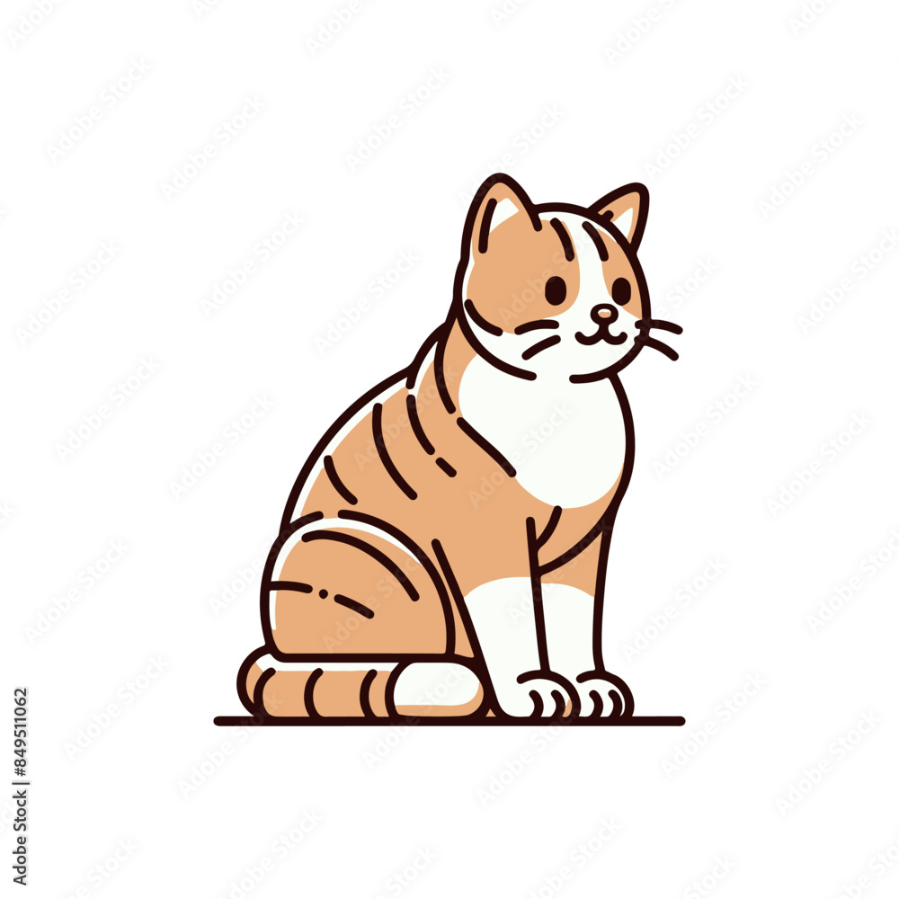 Line Drawing artwork of a cat with simple colors Line Drawing artwork of a cat with simple colors