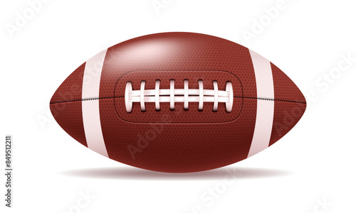 Leather Football. Vector 3D clipart isolated on white background.