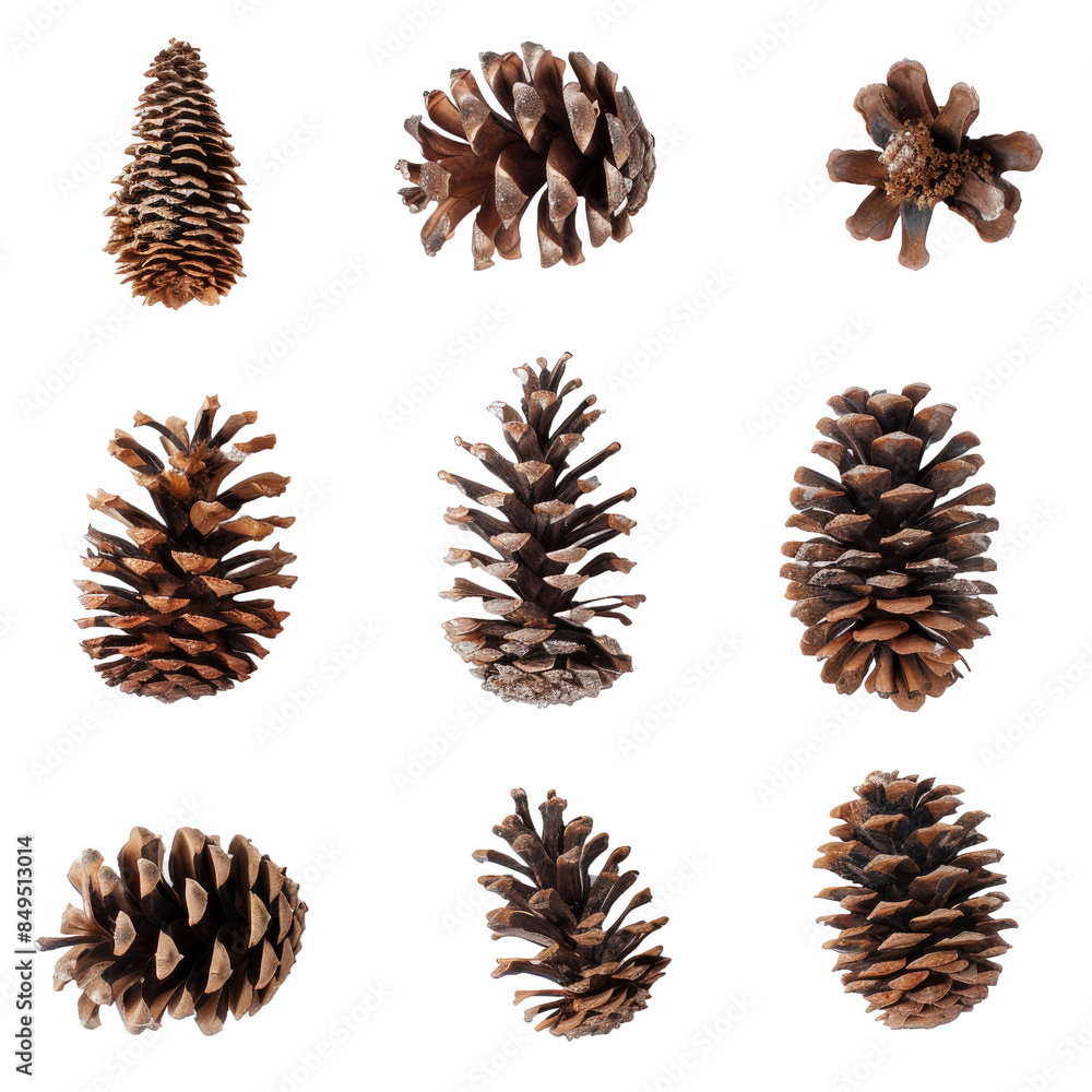 Collection of small pinecones isolated on white background Collection of small pinecones isolated on white background