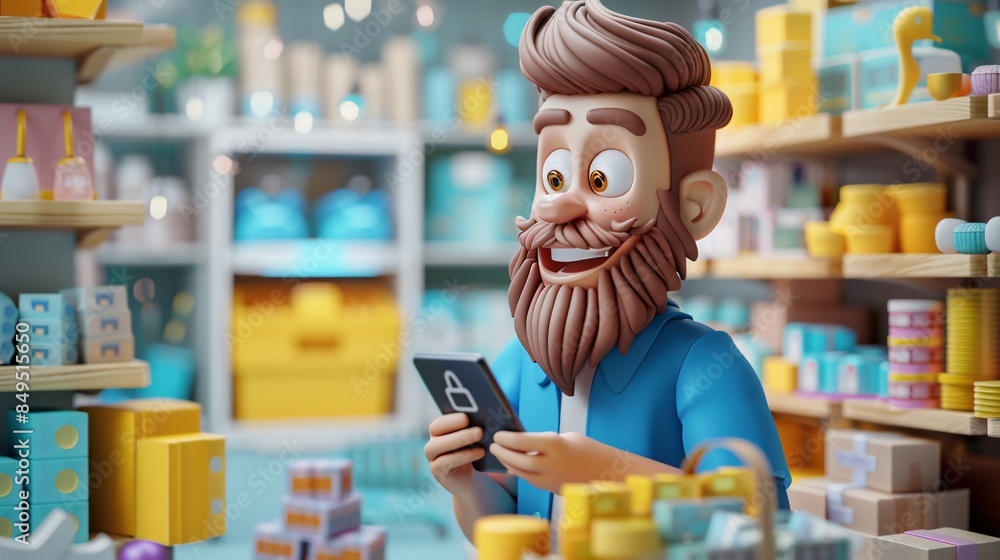 Cartoon character using cell phone Cartoon character using cell phone