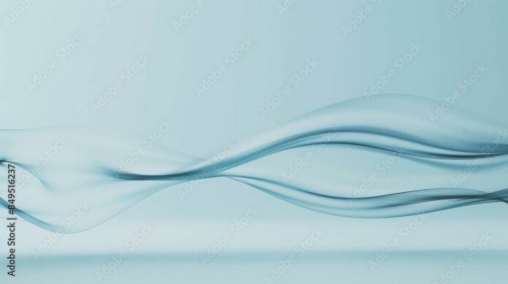 Obraz premium Abstract detailed sound waves levitating in the air with light waves, set against a vibrant blue background. The 3D depiction highlights the dynamic and intricate patterns of the waves. 