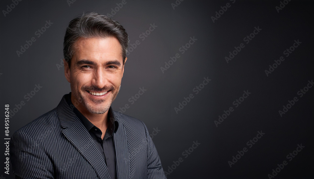 A middle-aged man, handsome dark complexion, dark hair with gray highlights A middle-aged man, handsome dark complexion, dark hair with gray highlights
