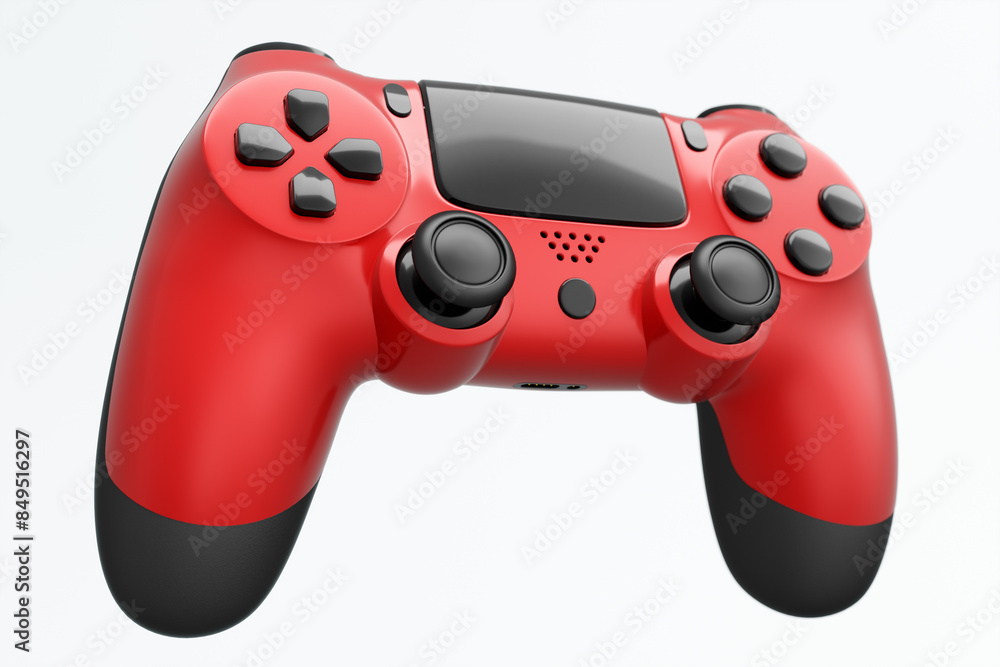 Realistic red video game joystick or gamepad on white background Realistic red video game joystick or gamepad on white background