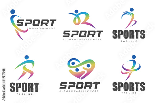collection sports people abstract logo. sports people logotype template. Vector illustration