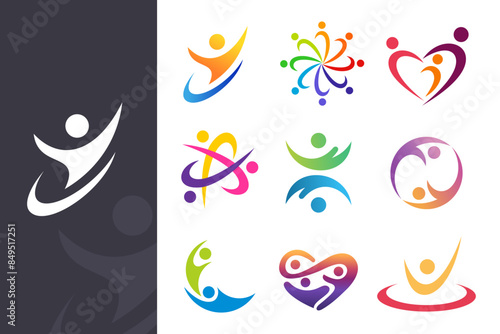 collection people abstract logo. people logotype template. Vector illustration © su
