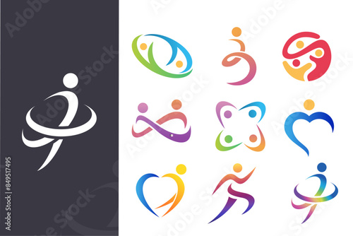human logo design , charity icon , social and community symbol . vector illustration