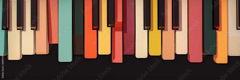 closeup of piano keys in different colors closeup of piano keys in different colors