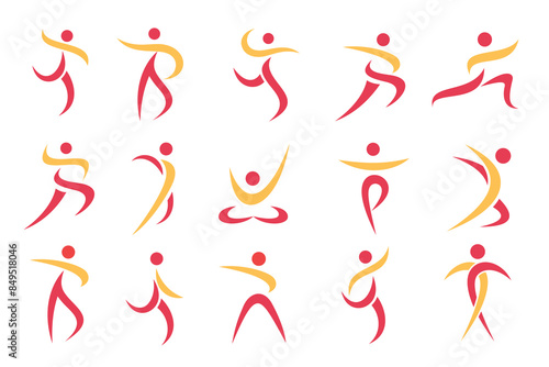 Abstract people logo design. sports, Gym ,fitness, running trainer icon set vector illustration