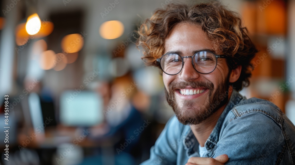 cheerful IT specialist in a modern office, solving technical issues with confidence and a smile, surrounded by advanced technology and a collaborative team, reflecting satisfaction in problem-solving cheerful IT specialist in a modern office, solving technical issues with confidence and a smile, surrounded by advanced technology and a collaborative team, reflecting satisfaction in problem-solving