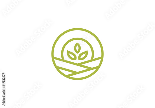 wheat field with circle logo. creative agriculture icon vector design