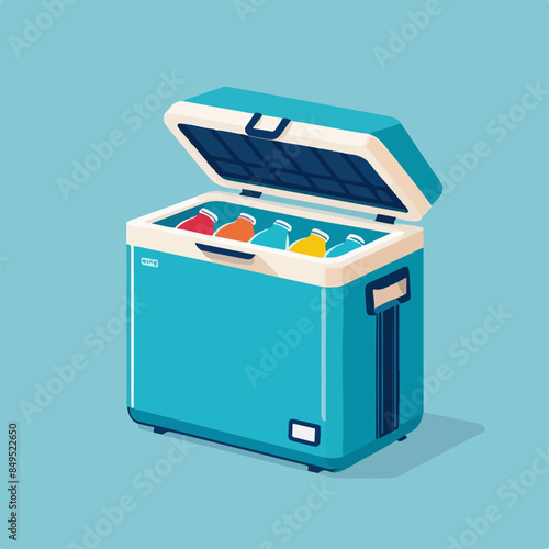 Portable cooler filled with beverages vector
