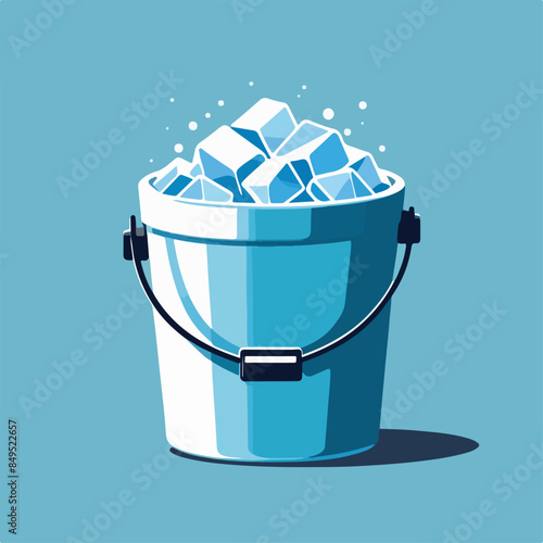 Ice bucket full of ice cubes vector