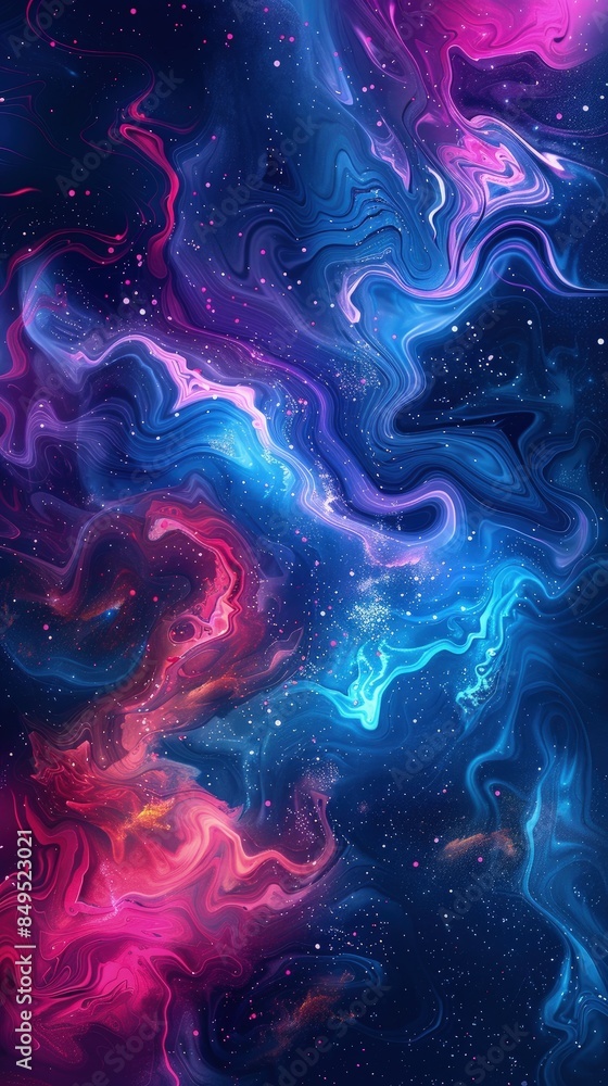 Delicate blue and pink waves dance in rhythmic patterns. Blue and pink fluid abstract background. Delicate blue and pink waves dance in rhythmic patterns. Blue and pink fluid abstract background.