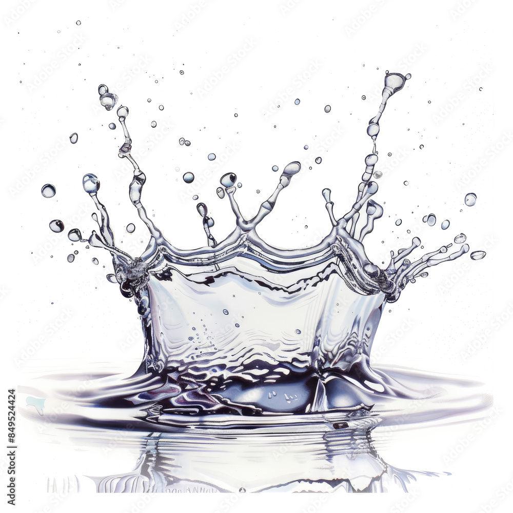 Crown water Liquid splash white background Crown water Liquid splash white background