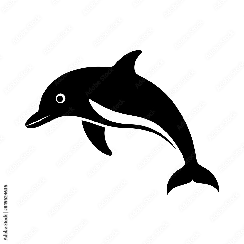 Dolphin illustration silhouette linocut vector art illustration Dolphin illustration silhouette linocut vector art illustration
