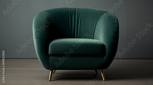 A Luxurious Green Velvet Chair Stands Alone in a Modern Interior