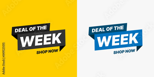 deal of the week shop now sale set colorful logo