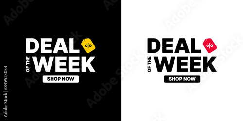 deal of the week shop now sale set colorful logo