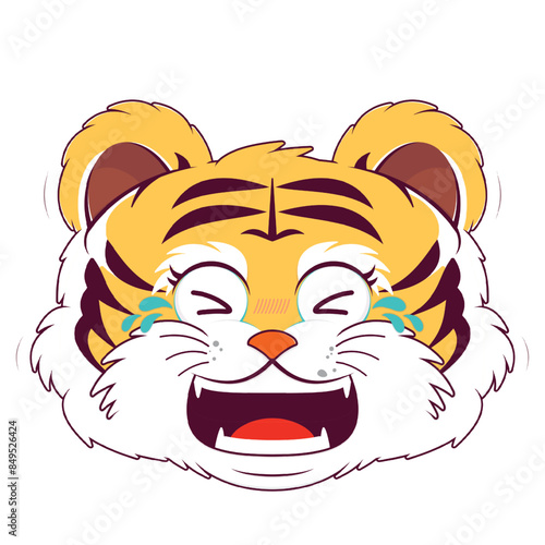 tiger laughing face cartoon cute