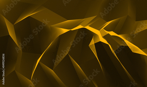 Abstract vector background with fantastic landscape terrain of cosmic planet, geometric 3d line art abstract background of skyline.