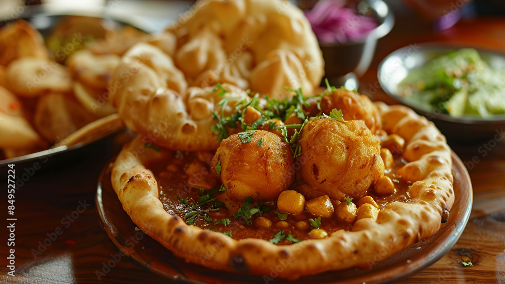 Chole bhature on the table Chole bhature on the table