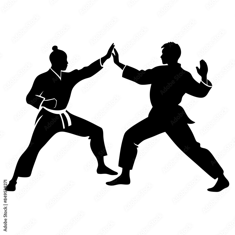 Two Karate expert silhouette vector illustration Two Karate expert silhouette vector illustration