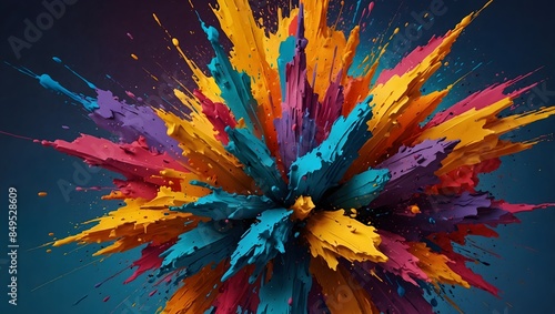 Vivid Explosion: Abstract Colorful Paint Art