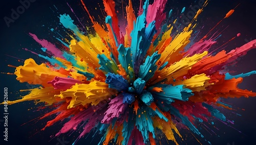 Radiant Paint Blast: Colorful Abstract Art