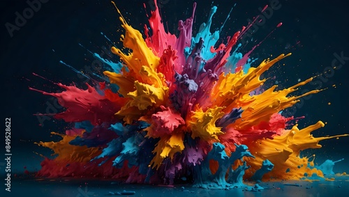Abstract Color Dynamics: Vivid Paint Explosion