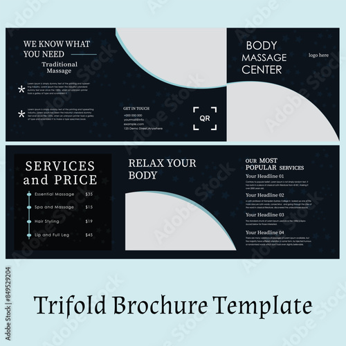 Body Massage Trifold Brochure Template