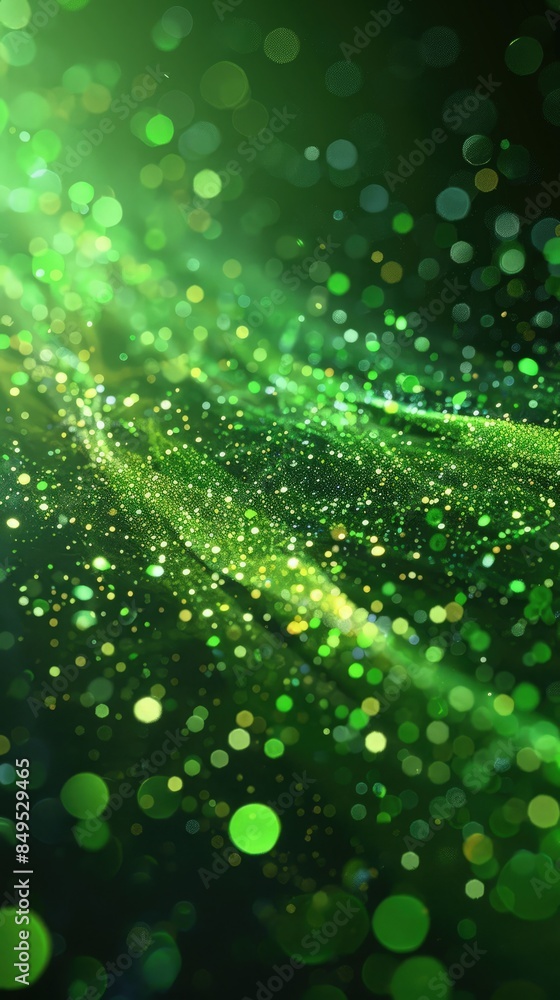 Glittery Green Bokeh Background in the Dark Glittery Green Bokeh Background in the Dark