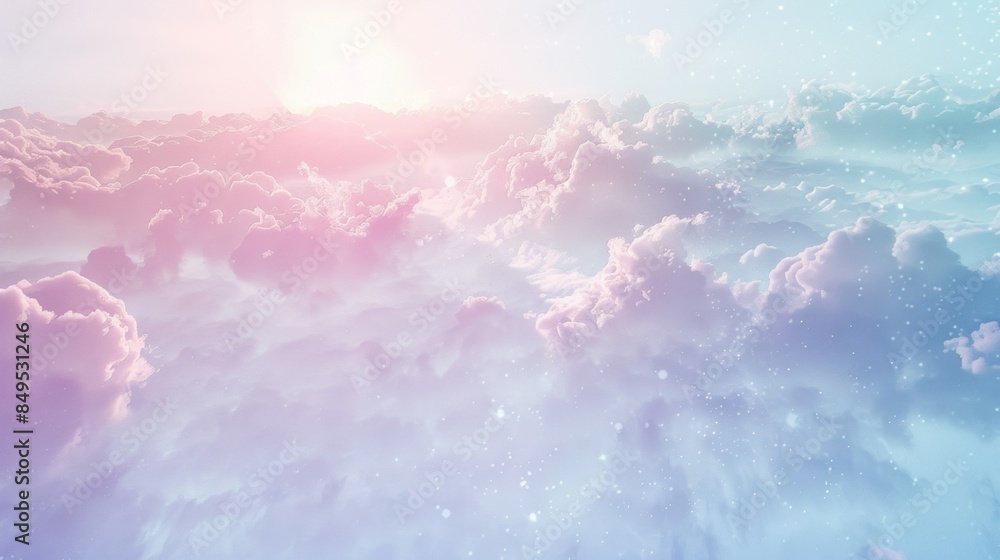 A sky full of fluffy white clouds with a pinkish hue A sky full of fluffy white clouds with a pinkish hue