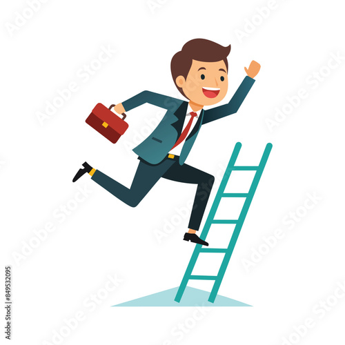 businessman climbing up the ladder