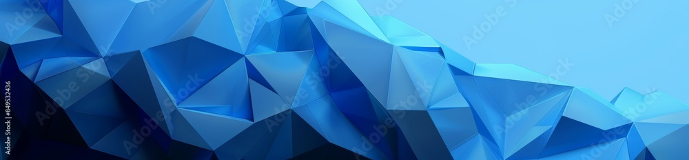 Fototapeta premium Blue geometric background with polygonal shapes, abstract banner for website design. Minimalistic banner in the style of blue shades